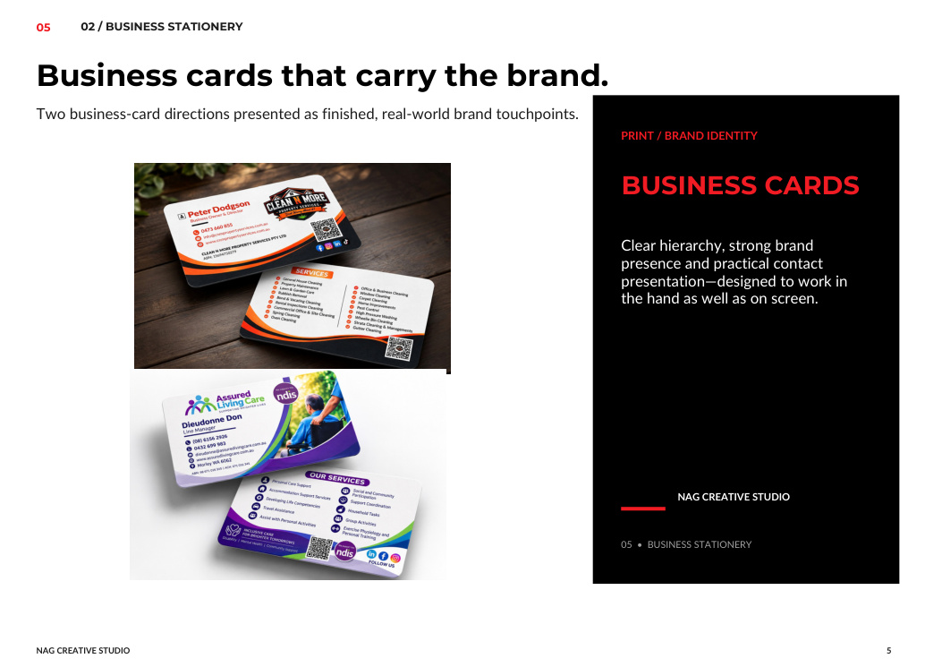 Business Stationery — Business cards