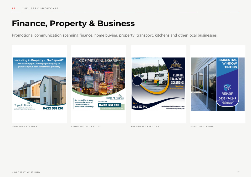 Industry Showcase — Finance, property & business
